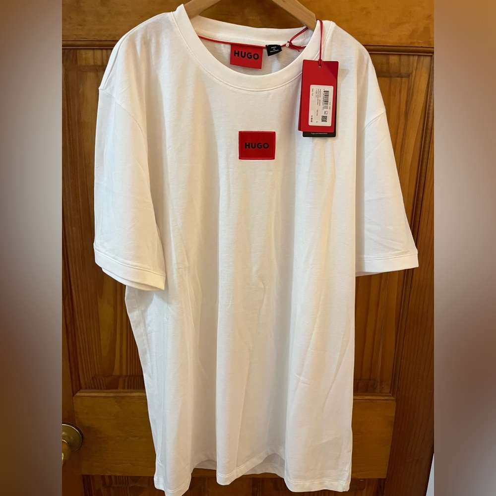 NWT HUGO BOSS White Cotton Jersey T-Shirt with Logo